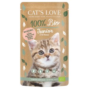 12x100g Luomu Junior luomusiipikarja Cat's Love kissan märkäruoka