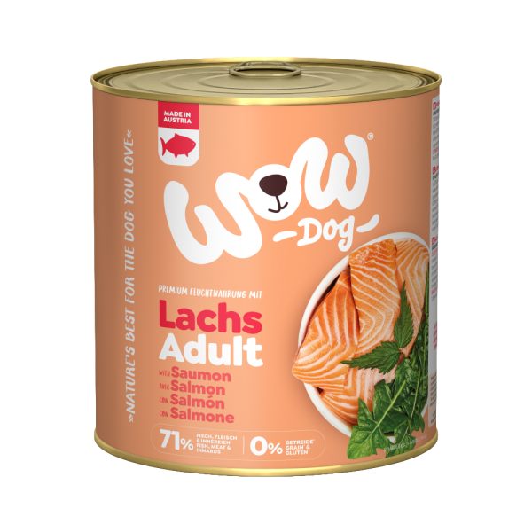 12 x 800 g säästöpakkaus lohi WOW Adult koiran märkäruoka