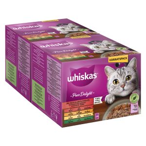 144x 85g monipakkaus Whiskas Pure Delight annospussi Classic Ragout in Jelly märkä kissanruoka