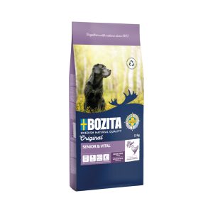 Edullinen pakkaus: 2x12kg Bozita Original Senior & Vital kuivaa kananruokaa