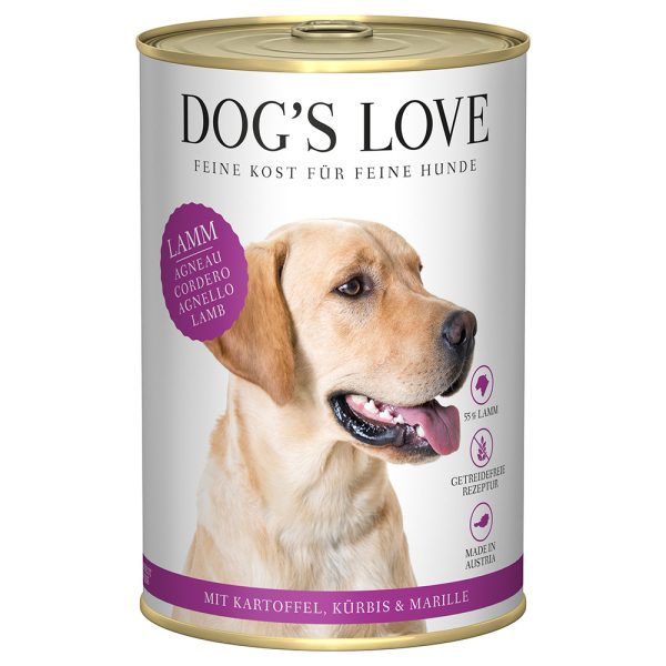 6x 400g Dog's Love Adult lammasta märkäruokaa koirille