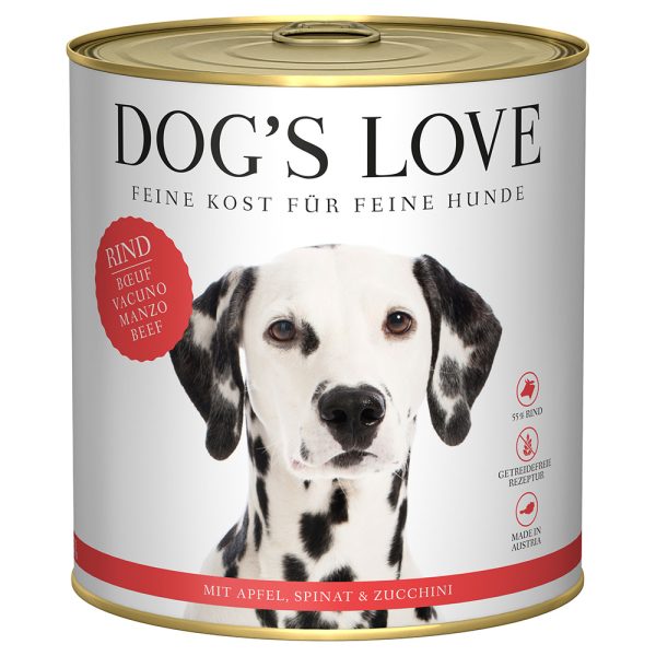 6x 800g Dog's Love Adult naudanliha märkäruokaa koirille