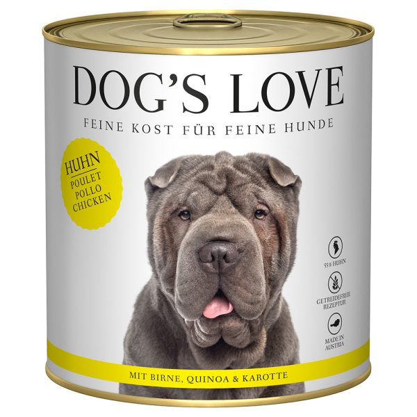 6x 800g Dog's Love Adult Chicken koiran märkäruokaa