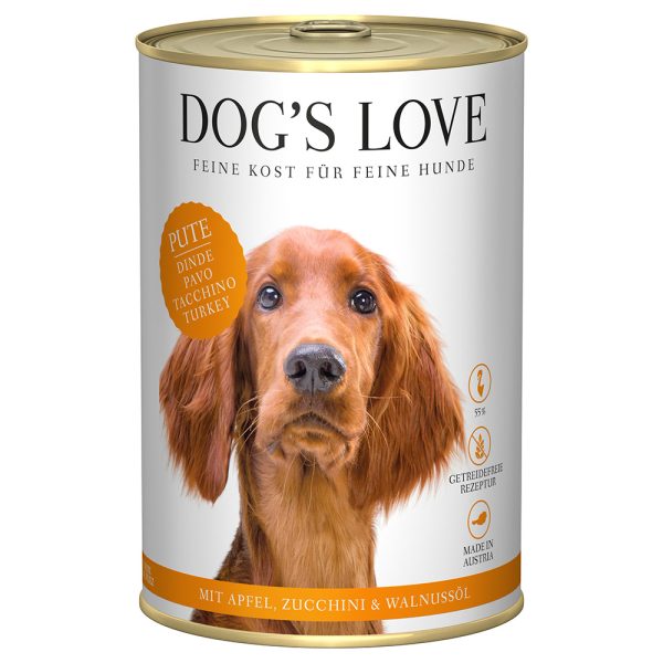 6x 400g Dog's Love Adult kalkkuna märkäruokaa koirille