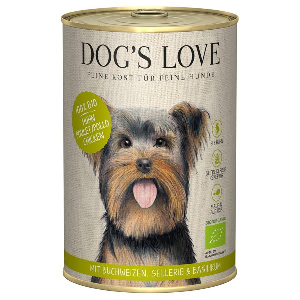 12x400g Bio luomukana Dog's Love koiran märkäruoka