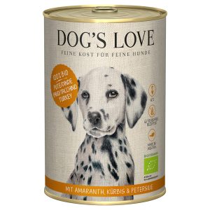12x400g Bio luomukalkkuna Dog's Love koiran märkäruoka