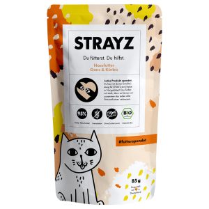 12x 85g STRAYZ BIO Pouch Luomuhanhi & Luomukurpitsa märkä kissanruoka
