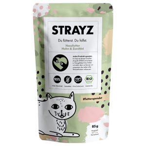 12x 85g STRAYZ BIO Pouch Organic luomukana & luomukesäkurpitsa kissanruoka märkä