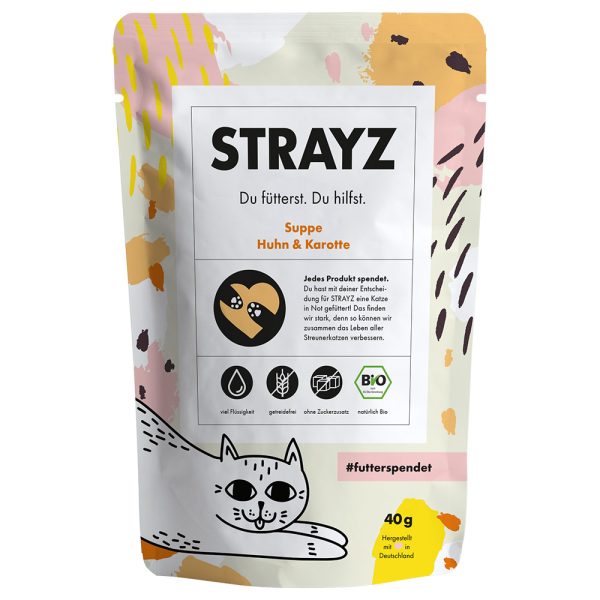 4x 40g STRAYZ BIO Soup kissan välipaloja