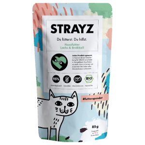 12x 85g STRAYZ BIO Pouch Luomulohi & Luomuparsakaali märkä kissanruoka