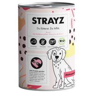 6x 400g STRAYZ BIO luomunaudanliha, luomubataatti, luomuporkkana ja luomupäärynä koiran märkäruoka