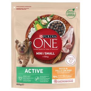 3x800g Purina One Mini Active - kana ja riisi koiran kuivaruoka