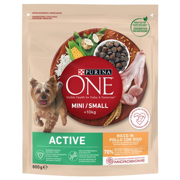 3x800g Purina One Mini Active - kana ja riisi koiran kuivaruoka