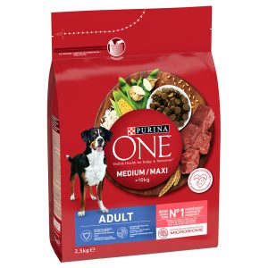 2,5kg Medium/Maxi Adult - nauta ja riisi Purina One -koiranruoka
