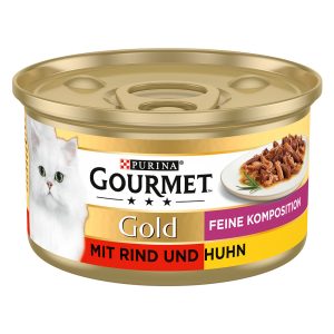 12x85g Feine-valikoima nauta & kana Gourmet Gold -kissanruoka