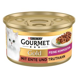 12x85g Feine-valikoima ankka & kalkkuna Gourmet Gold -kissanruoka