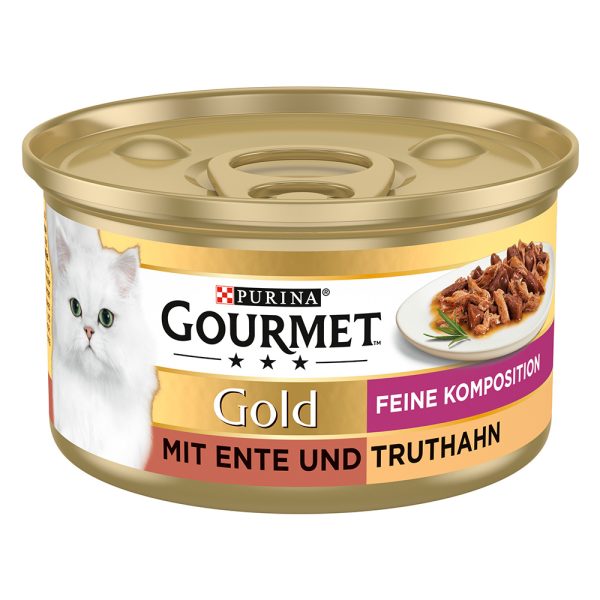12x85g Feine-valikoima ankka & kalkkuna Gourmet Gold -kissanruoka