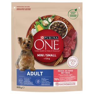 800g Mini Adult - nauta ja riisi Purina One -koiranruoka