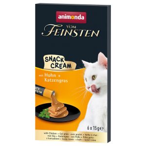 6x15g kana ja kissanruoho Animonda Vom Feinsten Adult -tahna kissanherkku