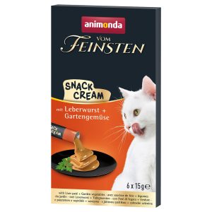 6x15g maksamakkara ja puutarhavihannekset Animonda Vom Feinsten Adult -tahna kissanherkku
