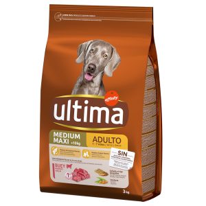 3kg Ultima Medium/Maxi Adult nauta koiran kuivaruoka