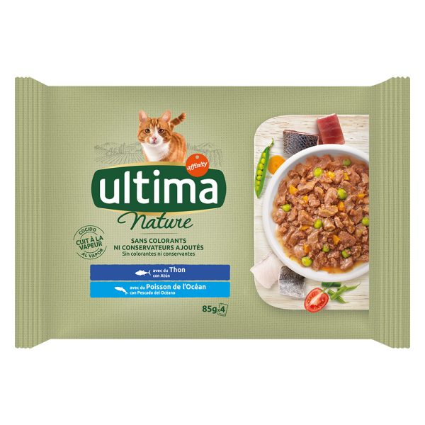 4 x 85 g Ultima Cat Nature tonnikala & merikala kissan märkäruoka