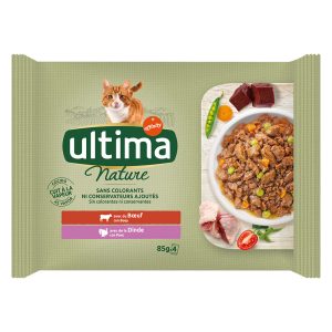 4 x 85 g Ultima Cat Nature nauta & kalkkuna kissan märkäruoka