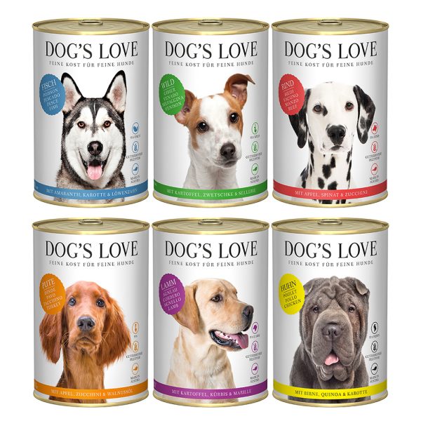 6x 400g Dog's Love Adult sekoituspakkaus (6 lajiketta) koiran märkäruokaa