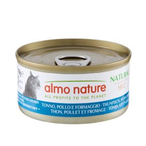 24x70g Almo Nature HFC Natural Tonnikalaa, kanaa ja juustoa märkä kissanruoka