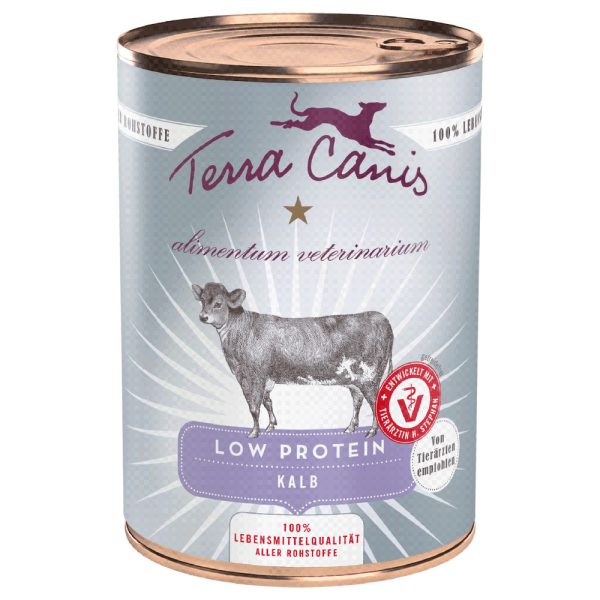 12x 400g Terra Canis Alimentum Veterinarium Low Protein Calf märkäruoka vasikalle