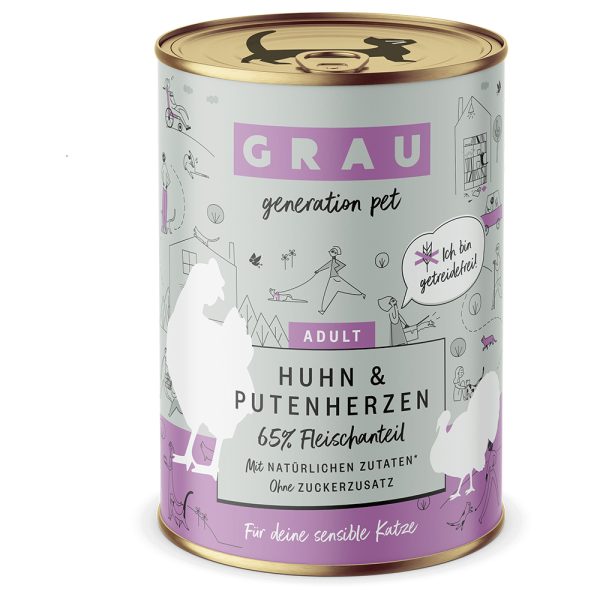 6x400g Gourmet kana & kalkkunansydän Grau kissanruoka