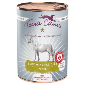 12x 400g Terra Canis Alimentum Veterinarium Low Mineral Diet Hevonen märkäruoka koirille