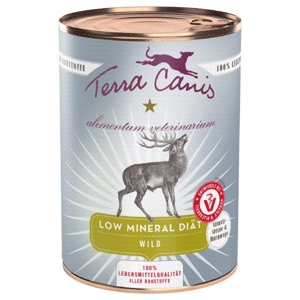 6x 400g Terra Canis Alimentum Veterinarium Vähäkivennäisruokavalio Villi Koiranruoka märkä