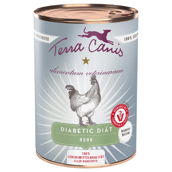 6x 400g Terra Canis Alimentum Veterinarium Diabetic Diet Chicken koiran märkäruokaa