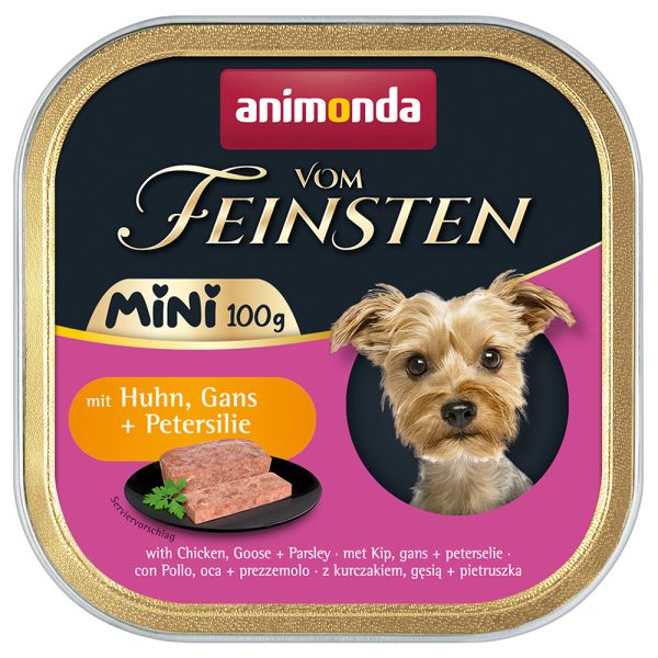 32x100g vom Feinsten Adult Mini kana, hanhi & persilja Animonda