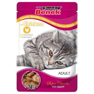 24x 100g Super Benek Super Chunks kana kastikkeessa kissan märkäruoka