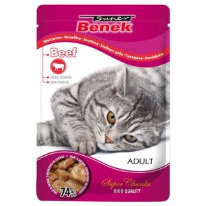 24x 100g Super Benek Super Chunks nauta kastikkeessa kissan märkäruoka