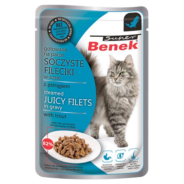 56x 85g Super Benek fileet kastikkeessa taimen kissan märkäruoka