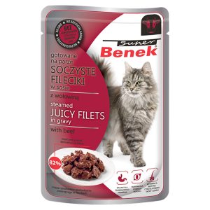 56x 85g Super Benek fileet kastikkeessa nauta kissan märkäruoka
