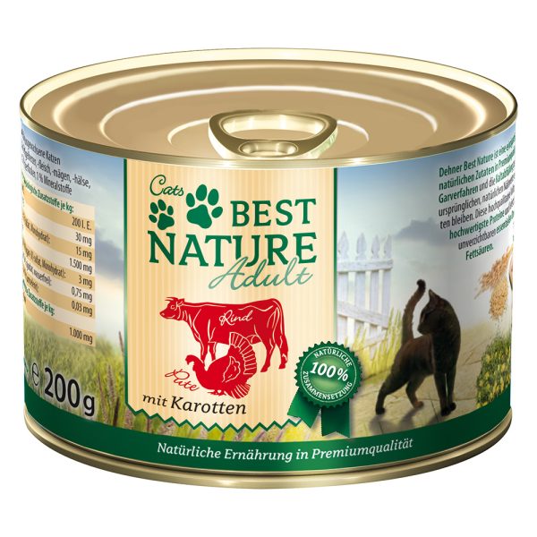 12x200g Cat Adult nauta, kalkkuna & porkkana Best Nature kissan märkäruoka