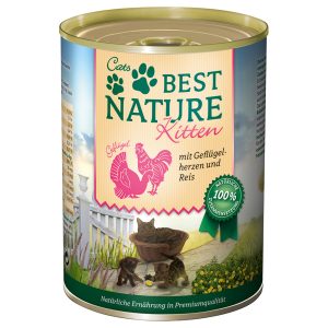 12x400g Kitten siipikarjansydän & riisi Best Nature kissan märkäruoka