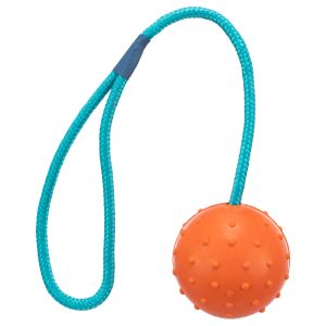 Kumipallo heittokahvalla Ø 6cm, köyden pituus 30cm Trixie koiralle