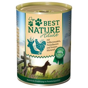 12x400g Dog Adult riista, kana & pasta Best Nature märkäruoka