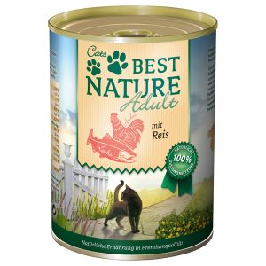 6x 400g Best Nature Cat Adult Lohta, kanaa ja riisiä märkäruokaa kissoille