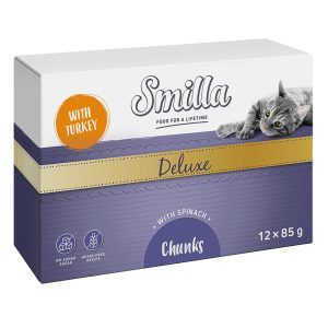12x85g Deluxe Chunks kalkkuna & pinaatti Smilla kissan märkäruoka