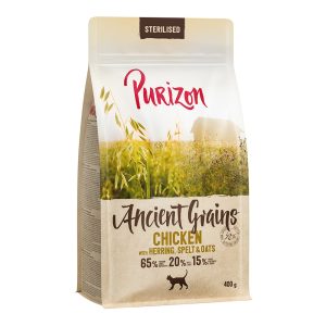 400g Sterilised kana & kala muinaisvilja Purizon kissanruoka