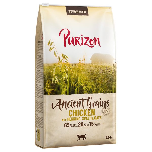 6.5 kg Adult Sterilised kana & kala muinaisvilja Purizon kissan kuivaruoka