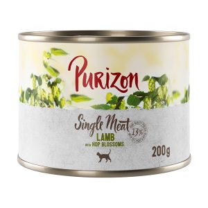 12 x 200 g / 400 g Purizon kissanruoka erikoishintaan! - Single Meat: lammas & humalankukka (12 x 200 g)