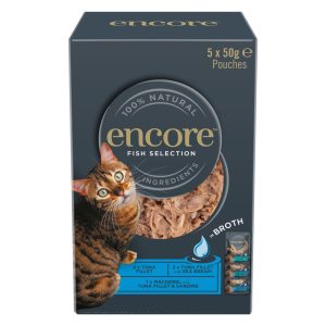 10x 50g Encore Cat Pouch liemessä kalalajitelma kissan märkäruoka
