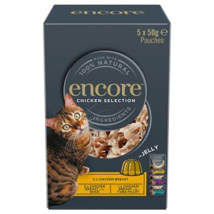 4 + 1 kaupan päälle! 5 x 50 g Encore Cat Pouch - Jelly: kanavalikoima 2 (3 makua)
